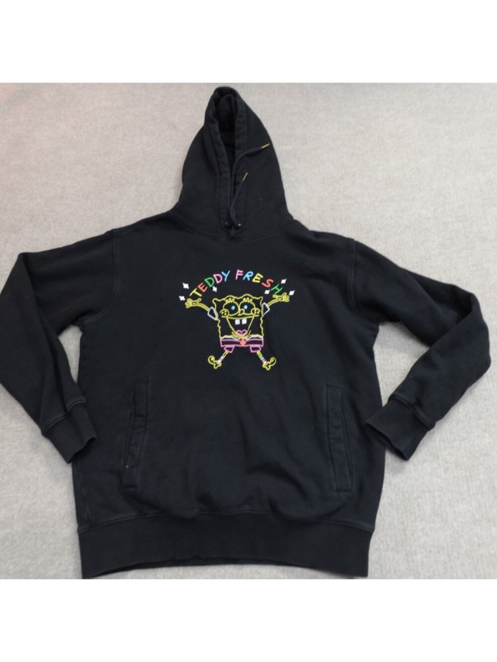 Teddy Fresh Sweater Small Black Embroidered Spongebob Double Sided 2020 Hodie